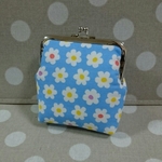 Sweet Flowerのがま口ポーチ【blue】10㎝