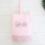 【受注生産】④リバティビッグリボンの名前刺繍上靴袋（裏布付き）