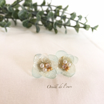【再販】空色×ホワイト♡紫陽花のイヤリング/ピアス