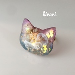 猫の頭の中 クラゲ 星の砂 レジン リング ネコ 指輪