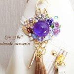 【母の日にも】Viola purple gardenバックチャーム レジン