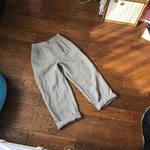 リネンの幅広楽々パンツ