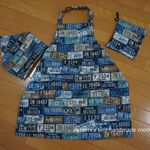®️ika様専用ページ♡　●定形外送料無料●　子供エプロン　男の子用　140～150サイズ　アメリカンナンバー　三角巾　２点セット　♥おまけの巾着付き♥