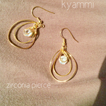 ひねりしずくとジルコニアのピアス、イヤリング