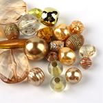 感謝の気持ちで増量中♪40g　ゴールド　アクリル　アンティーク　ビーズ　アソートパック　エスニック　カラフル　ビンテージ　