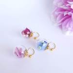 あじさいとパールのピアス/ノンホールピアス