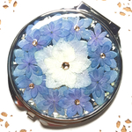 星降る紫陽花の押し花コンパクトミラー 【母の日おすすめアイテム】
