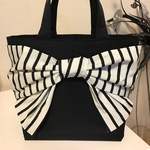 爽やかストライプの立体BigリボンBag