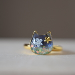 猫顔リング(夜×花)