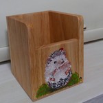 ハリネズミさんの小物入れ(油絵)