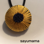 ☆刺繍☆くるみボタンのヘアゴム