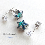スワロフスキーの星＆星のキャッチピアス        