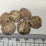 アクリルビーズ クリアアンティークゴールド コイン星模様線入り 6個