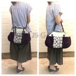 ころりん2WAY❤︎がま口帆布ショルダーバックL❤︎グレープ