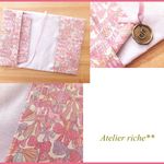 LIBERTY　Jenny's Ribbons　ジェニーズ・リボンズ　綿麻キャンバス　1P　文庫本サイズのブックカバー　◆イニシャルチャームオプションお選びいただけます