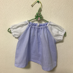 ★H様専用・オーダ品★80サイズ ★ダブルガーゼ ★スモックブラウス・ポケット2個付き ★ドット柄 ★水色/白