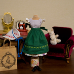 エプロン＆バブーシュカ(青系)　《NR-037》　【22cmドール用　ドール服】