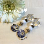 おおぶりレトロ☆ピアス クリアホワイトリングスクエア