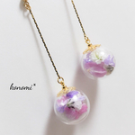 ガラス玉ピアス＊ピンクパープル
