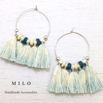 ☆1点もの☆ボヘミアン♡シルバーフープのグラデーションフリンジピアス