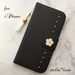 【iPhone6/6s/7/8】レザーフラワー＊手帳型ケース