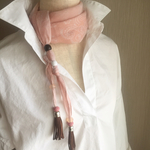 使える！アクセスカーフ　◆バンダナ柄◆〖ＢＡＢＹ ＰＩＮＫ〗フリンジ