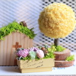 もふもふトピアリーとミニプランター　3個セット　イエロー