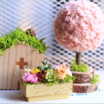 もふもふトピアリーとミニプランター　3個セット　ピンク