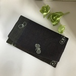 ミナペルホネン choucho 袱紗 ブロックチェック　ブラウン系×ネイビー