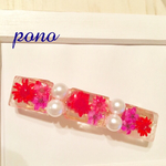フラワー＆パールのレジンバレッタ♡♡