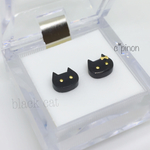 カップル黒猫♡ペアにゃんこピアス 。リボンねこ レジン ピアス