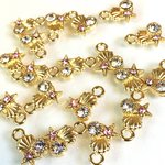 マリンビジュー 8個 海の宝石 ローズクリスタルガラス付ゴールドチャーム アクセサリーパーツ102UM365