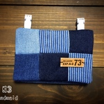 移動ポーチ デニム53 パッチワーク 移動ポケット 革タグ