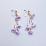 ラベンダーの布花すずらんイヤリング