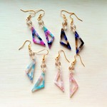 summer triangle pierce  シェル風夏三角ピアス マーブル パステル    金属アレルギー対応 樹脂ピアス