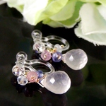 GW期間限定SALE♡ローズクォーツの華やか樹脂ノンホールピアス