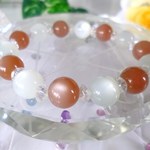 ★月の雫★希望の光☆高品質ＡＡＡムーンストーン★オレンジムーンストーン★レインボーオーラ♪　★１０ｍｍ★　☆１６ｃｍ☆