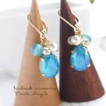 ♪+angelo+スワロフスキー 4320とシーブルーカルセドニーのピアス(p-065)Cアズールブルー G
