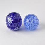 【アウトレット】　とんぼ玉　青の縞　2個セット