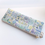 ★LIBERTY　Forget me nots　フォーゲットミーノッツ　 18B(ブルーグリーン系)　内布・内ポケット付きビニコのぺたんこペンケース