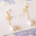 "for you"　しずくコットンパールとsnow　ゆれる　樹脂ノンホール