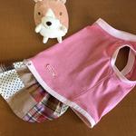 コーギー用ワンピ**ピンク×パッチワーク