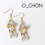 ゴールド ビーズフリンジ ピアス