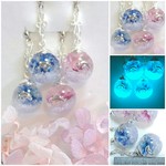 再販2:夜光/救済&復活の象徴 イルカ🐬(高品質:立体)・お花(青or 赤紫)・約14㎜玉ｶﾞﾗｽﾄﾞｰﾑｽﾉｰﾄﾞｰﾑ/ﾋﾟｱｽ