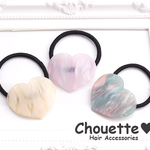 アセチ素材 ハートのヘアゴム 艶消し加工 3color h-486