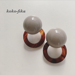 No.45 ベージュ×べっこうカラーのピアス✳︎
