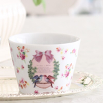 ポーセラーツ ペア食器♡ピンク小花柄のヨーグルトカップ　