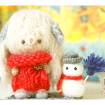 雪だるまとニットワンピの垂れ耳ちゃん♪