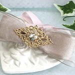 【送料込み】financier❇with beige bijouリボンバレッタ         