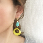 ターコイズ×イエローフープピアス✴︎
